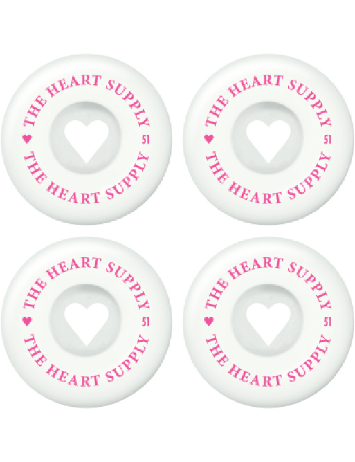 Heart Supply Clean Heart Skate Wheels 4-Pack (51mm|White/Pink)