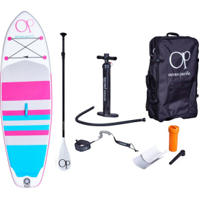 Ocean Pacific Venice All Round 8'6 Inflatable Paddle Board (White/Grey/Pink)