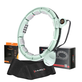 Set of HMS HHM13 massage hula hoop with weights, magnets and counter and slimming belt BR163 green