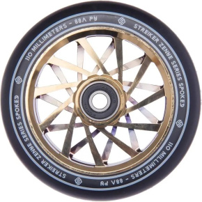Striker Zenue Series black Scooter Wheel (110mm | Gold Chrome)