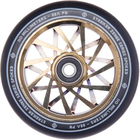 Striker Zenue Series black Scooter Wheel (110mm | Gold Chrome)