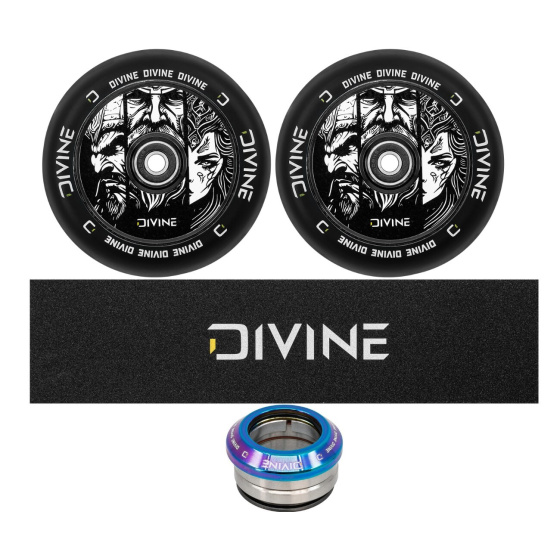 Set of 2 Divine 120 mm Hollowcore wheels + Divine griptape + Divine headset